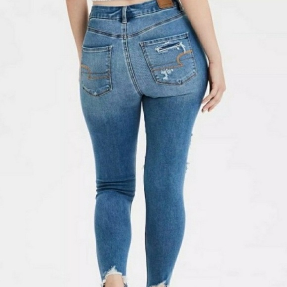 American Eagle Ne(x)t Level Hi-Rise Jeggings Cool TORN Plus Size 24 Regular NWT - Picture 2 of 6